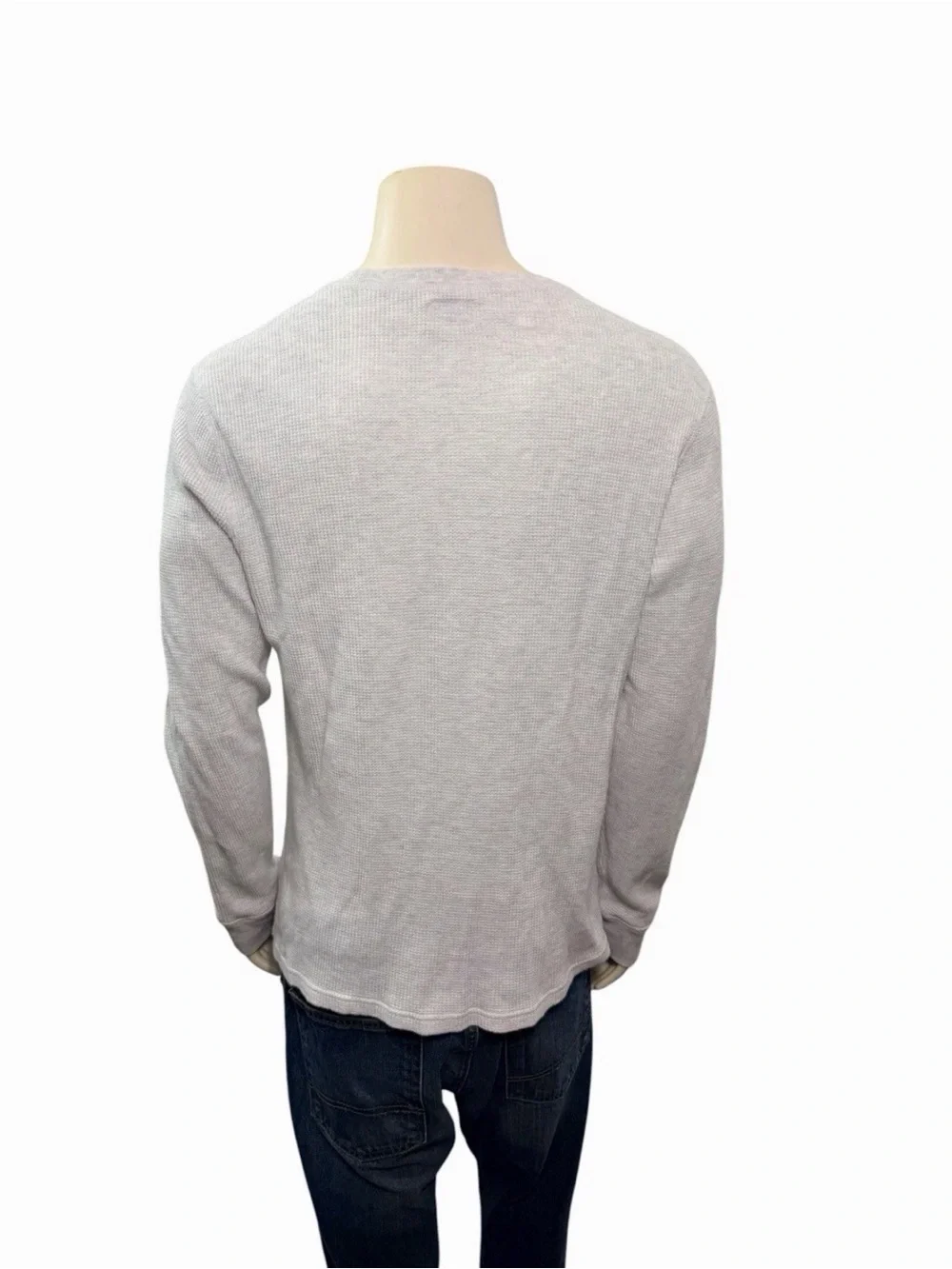 J Crew Men’s Size XL Long-Sleeve Thermal Crewneck Waffle Knit Gray Shirt